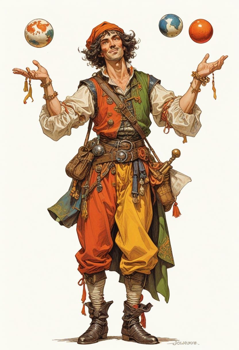 A Juggler From 16th Century France Illustration