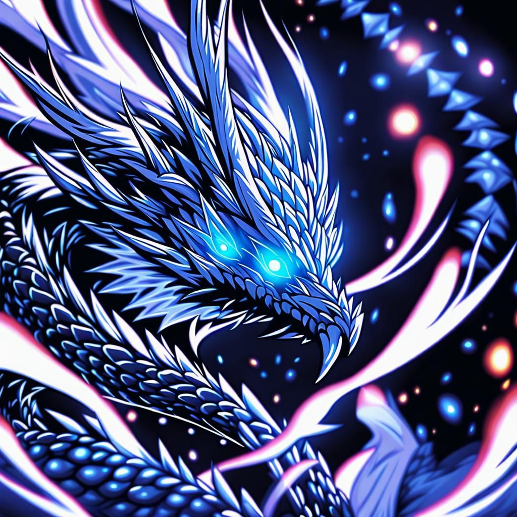 Anime Ophanim Dragon Soaring Through Nebulas