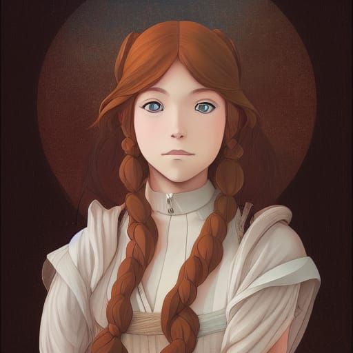 Dwarf Woman Portrait in Renaissance Anime Style