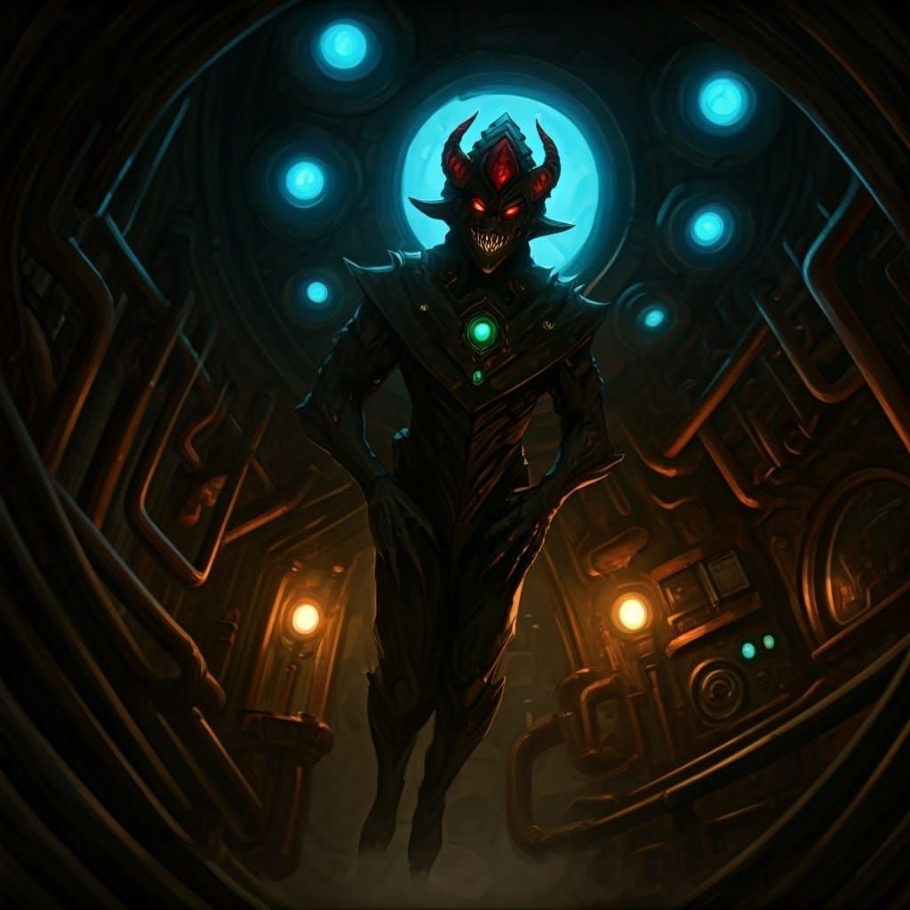 Surreal Steampunk Alien in a Haunting Sci-Fi Scene