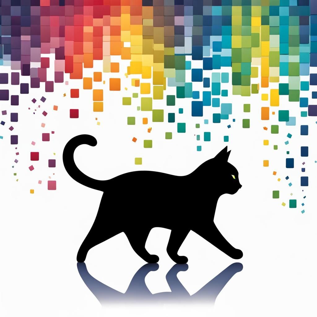 Adorable Cartoon Cat in Square Rainstorm