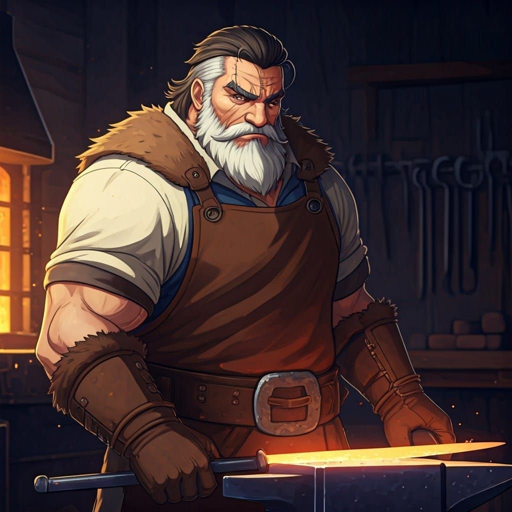 Blacksmith Shaping Metal in a Fiery Forge