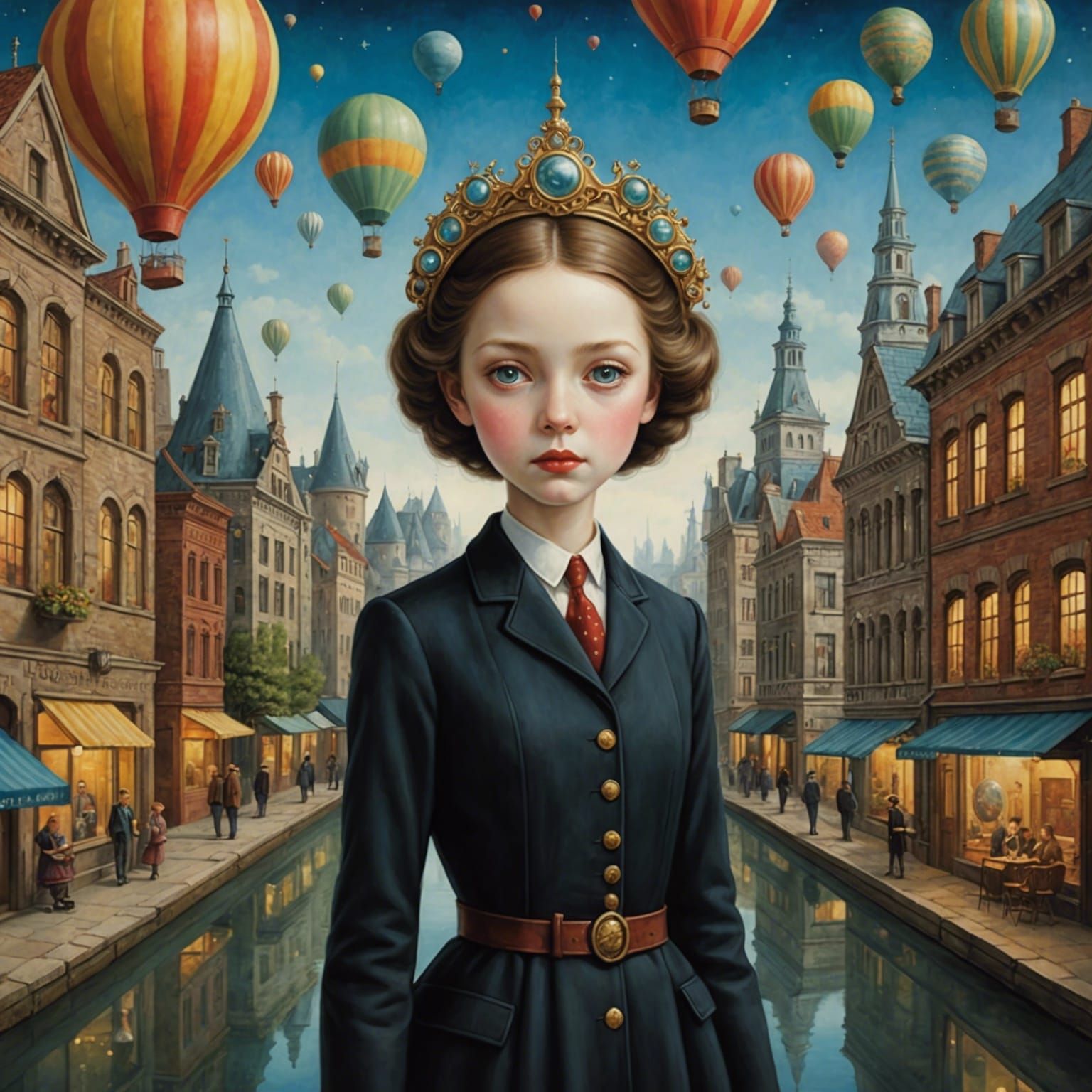 Utopian City in Pop Surrealist Watercolor