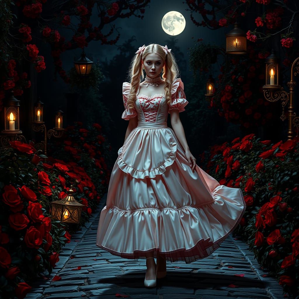 Gothic Garden: French Maid in Opulent Setting