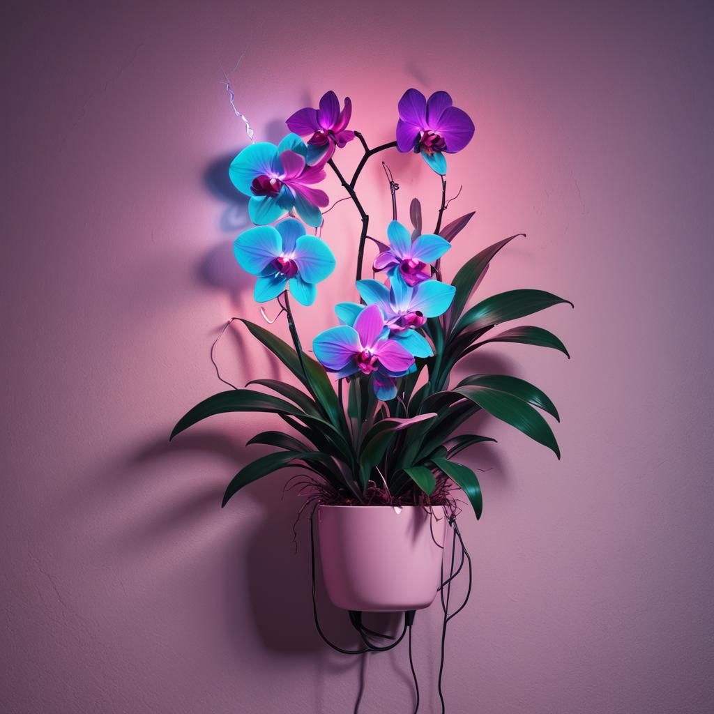 Neon Orchid Concept Art in 80s Sci-Fi Style