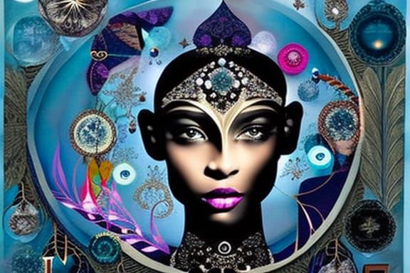 Winter Solstice Goddess in Mixed Media Collage