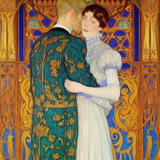 Vampire with Teddy Bear in Art Nouveau Style