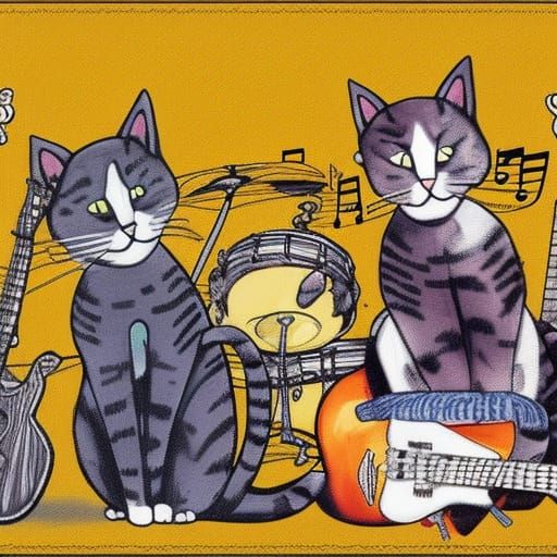 Cool Cats Playing Rock and Roll