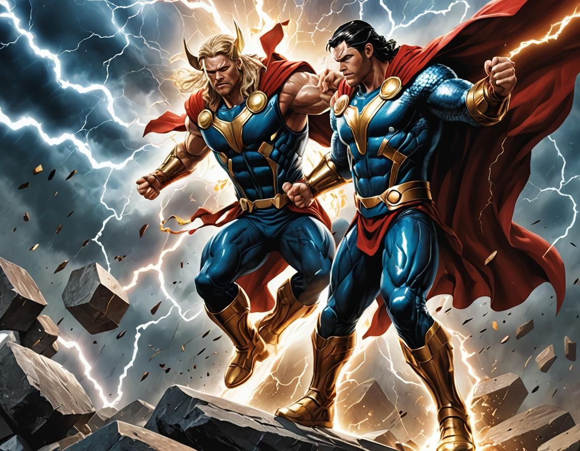 Thor Shazam Fusion: Epic Superhero Digital Art