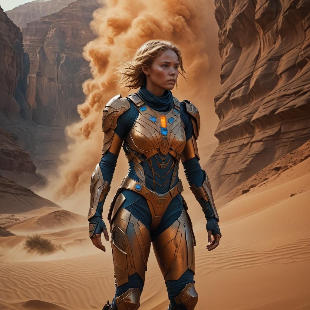 Fremen Girl in Arrakis Canyon: Matte Painting