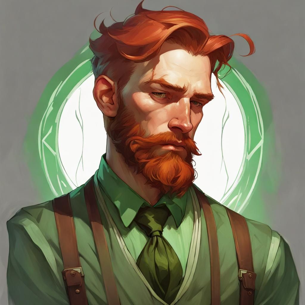 Red-Haired Reverend Portrait in Art Nouveau Style