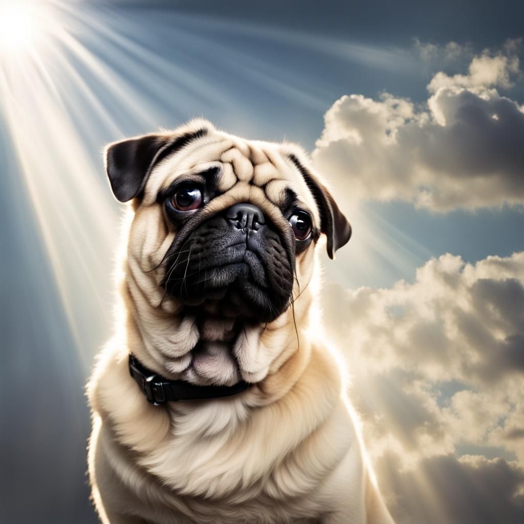 Pug in Divine Sunshine