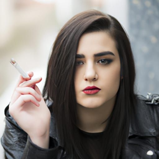 Noir Portrait of a Young Woman Smoking
