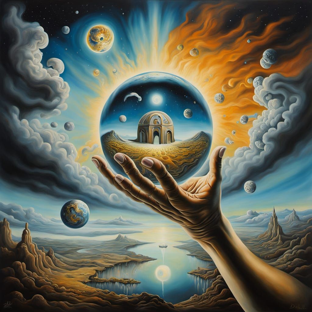 Divine Hand Crafts Cosmic World as Melting Orb Painting