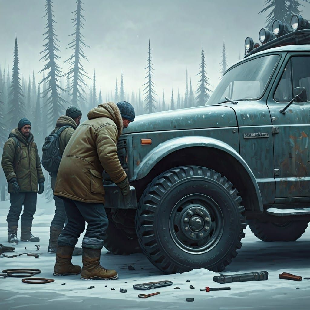 Survivalists Repair Truck in Frozen Quebec Landscape
