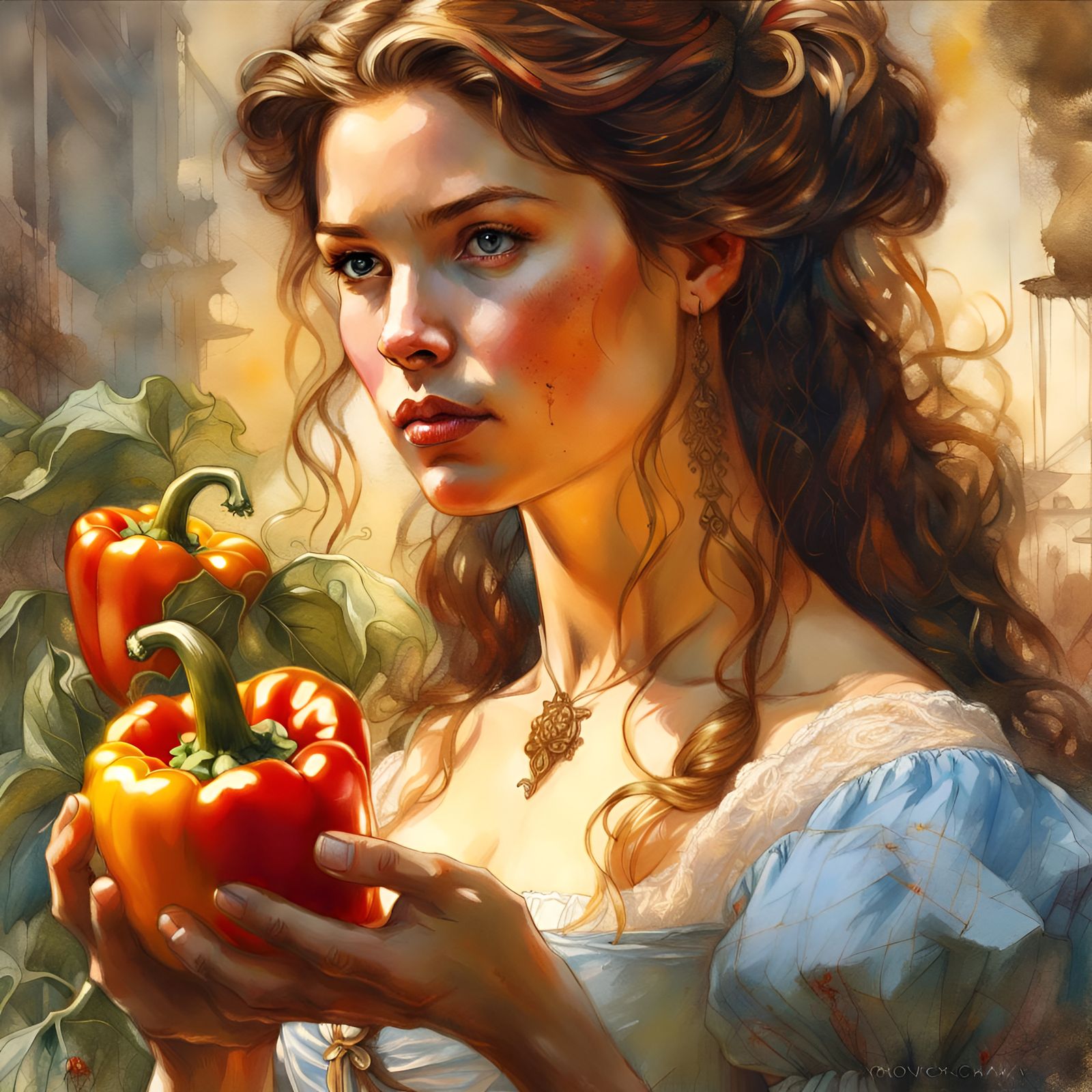 Princess Belle with Bell Pepper Portrait