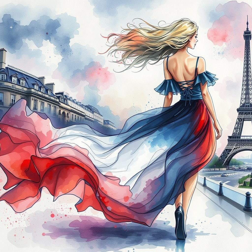 French Girl in Paris: Alcohol Ink & Watercolor