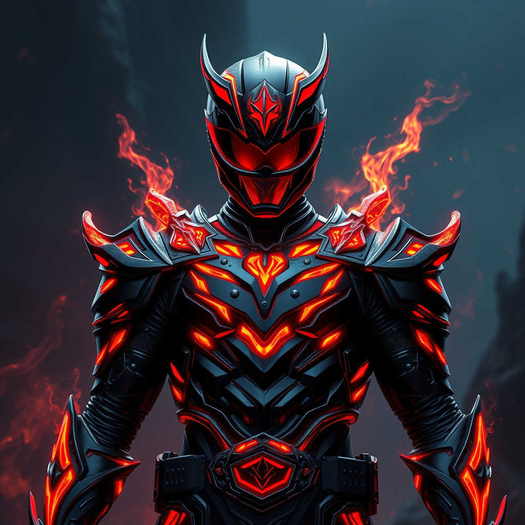 Fiery Power Ranger in Black Armor