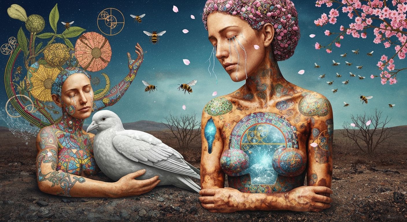 Bio Art Collage of Exile Rebel in Moonlit Forest