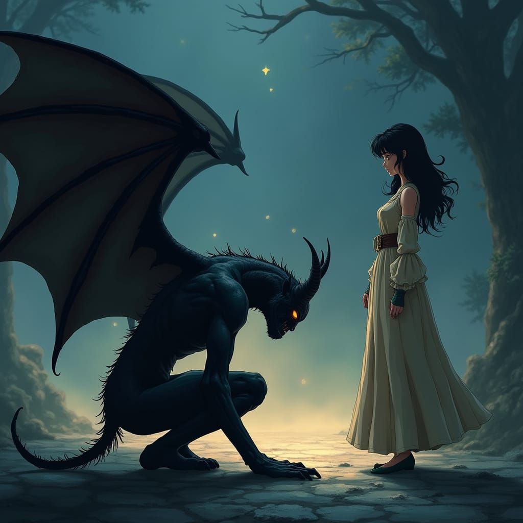 Anime Demon Kneels Before Sophia Loren