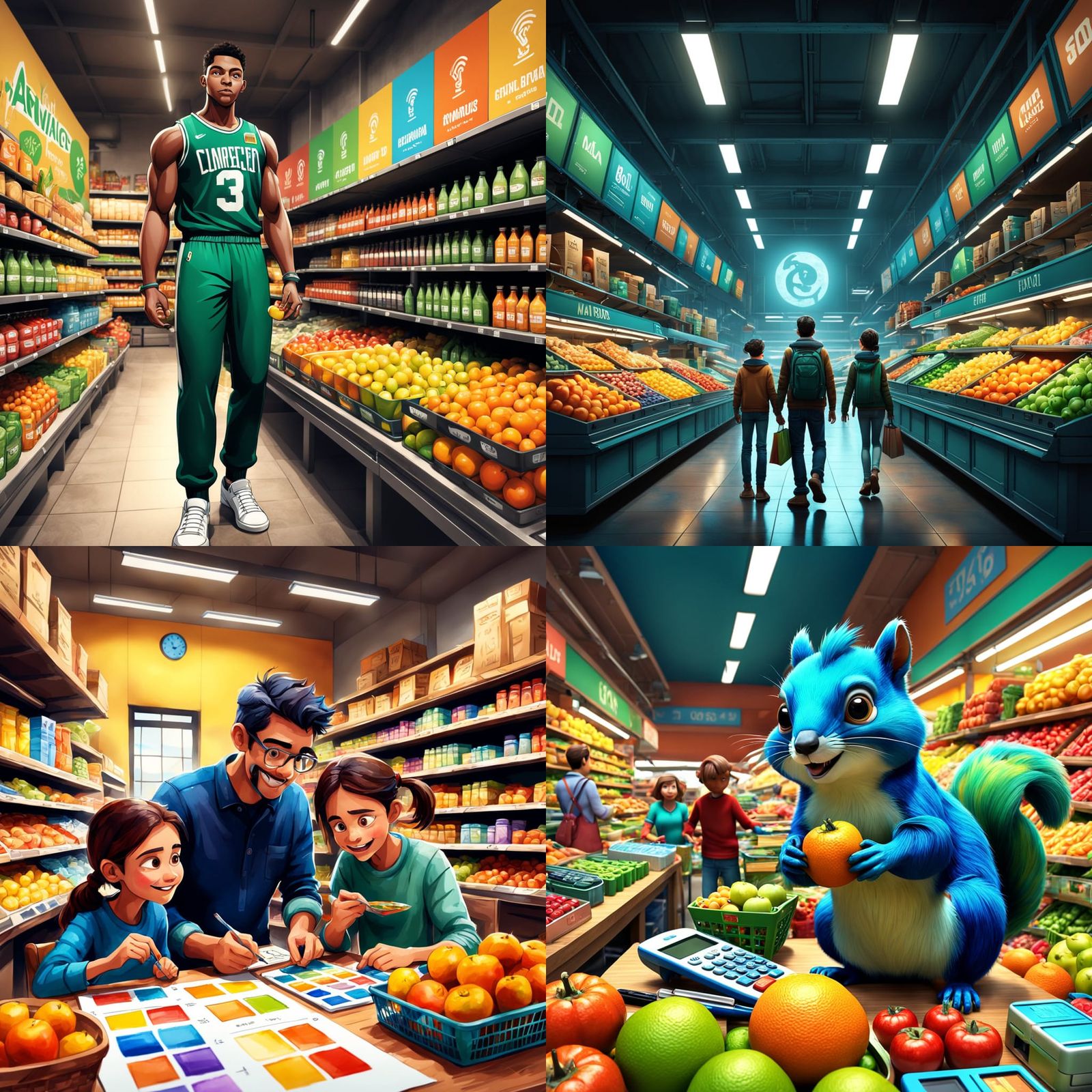 Family Shopping Together in a Supermarket