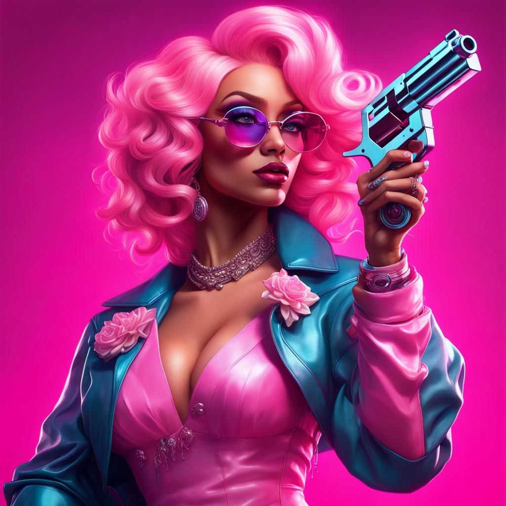 Y2K Barbiecore Drag Queen Portrait in 8K