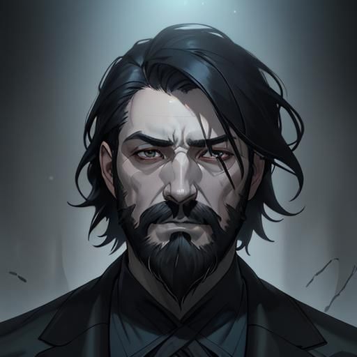 Pale Man in Blue Suit: Hyperdetailed Portrait