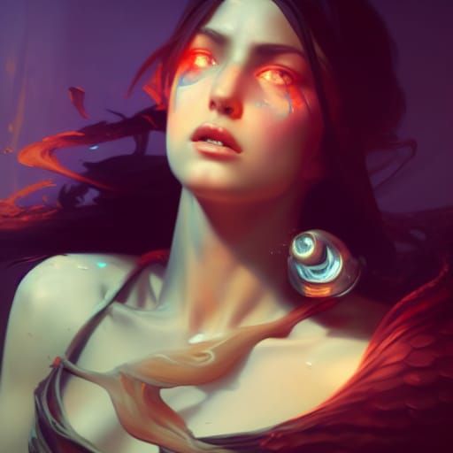 Dark Fantasy Art in Style of Alphonse Mucha