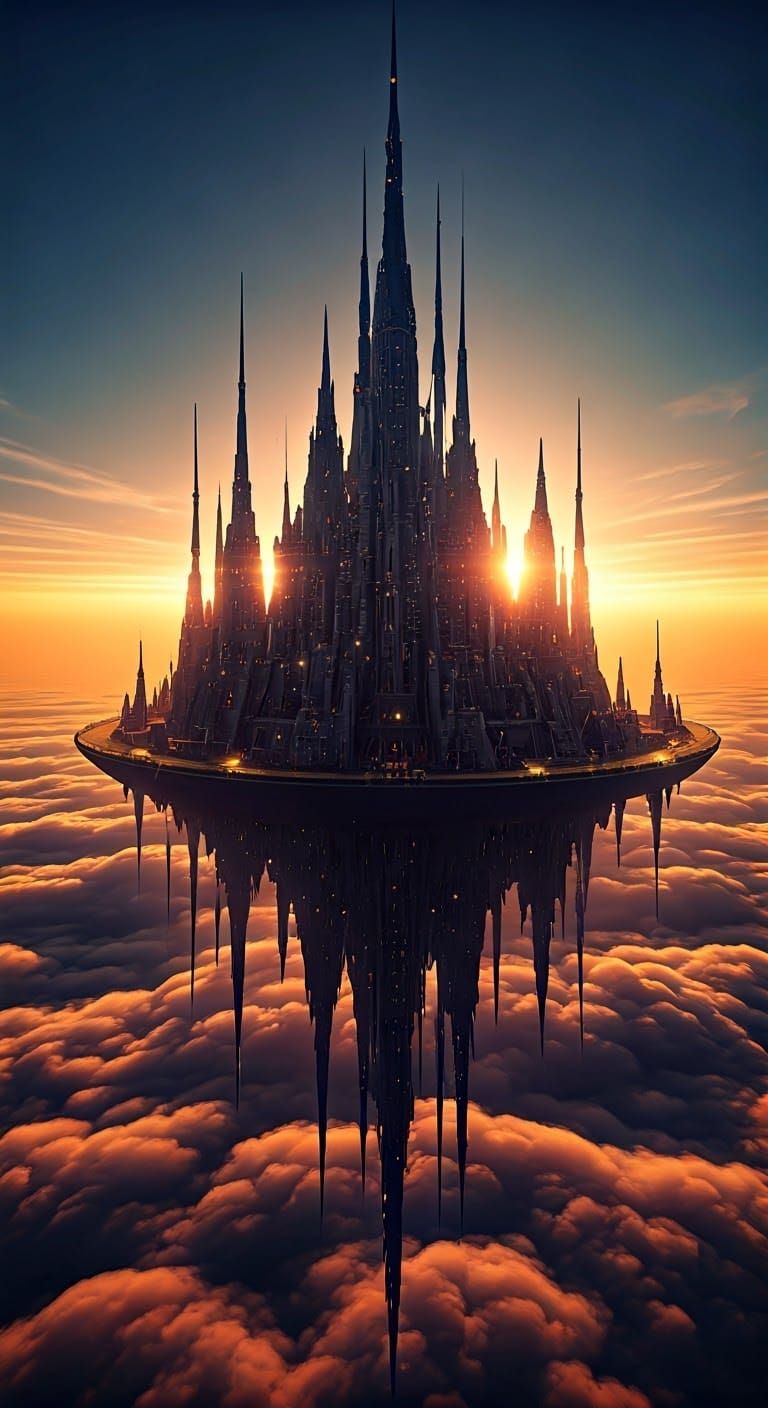 Floating city  solar punk