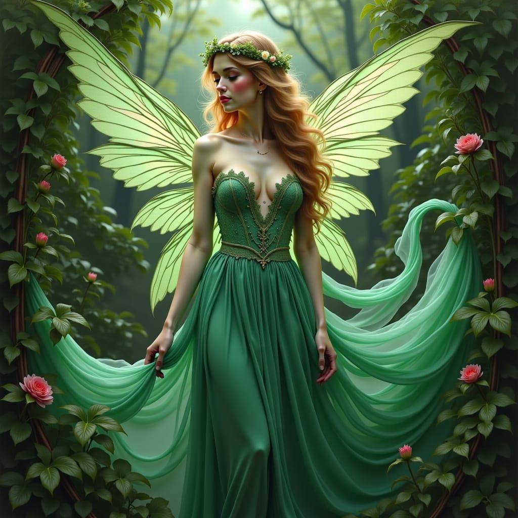 Emerald Fairy in Dreamy, Whimsical Style