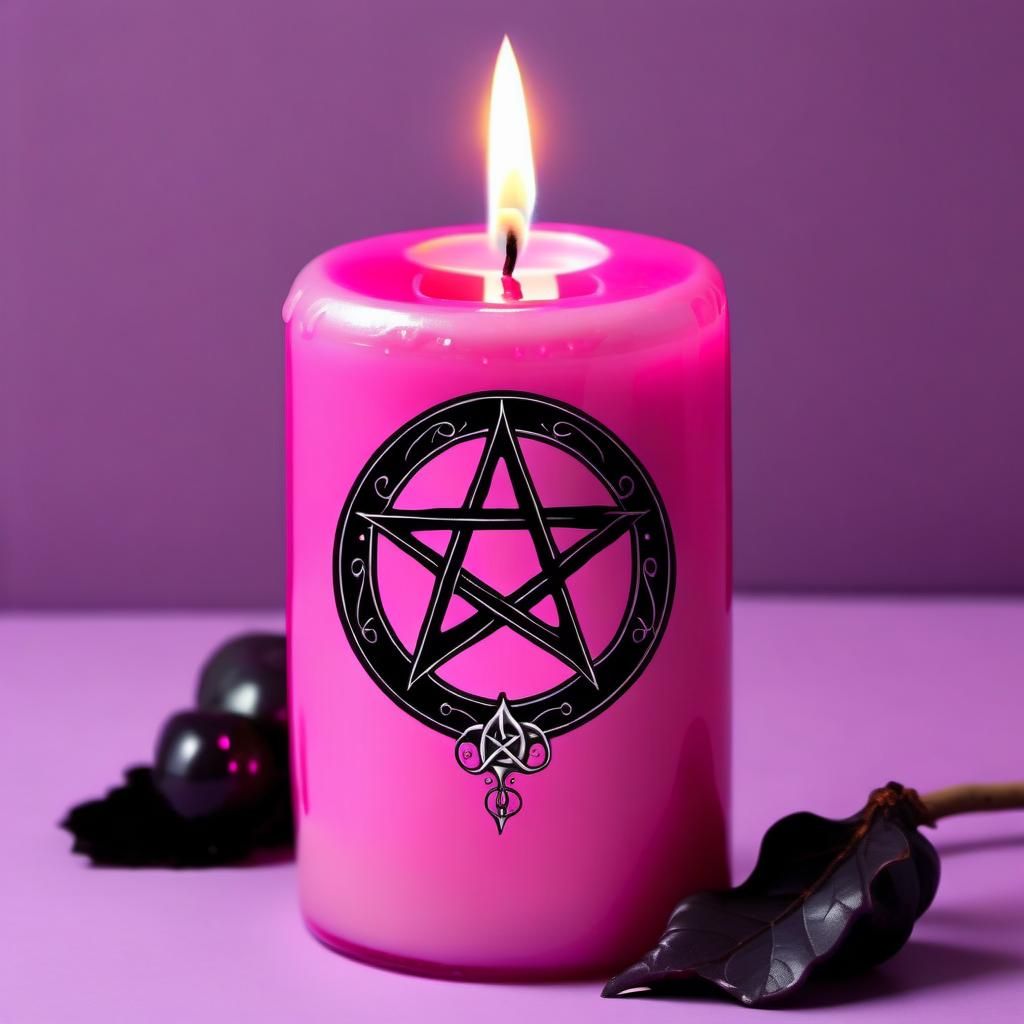 Gothic Wicca Pink Candle Sticker Art