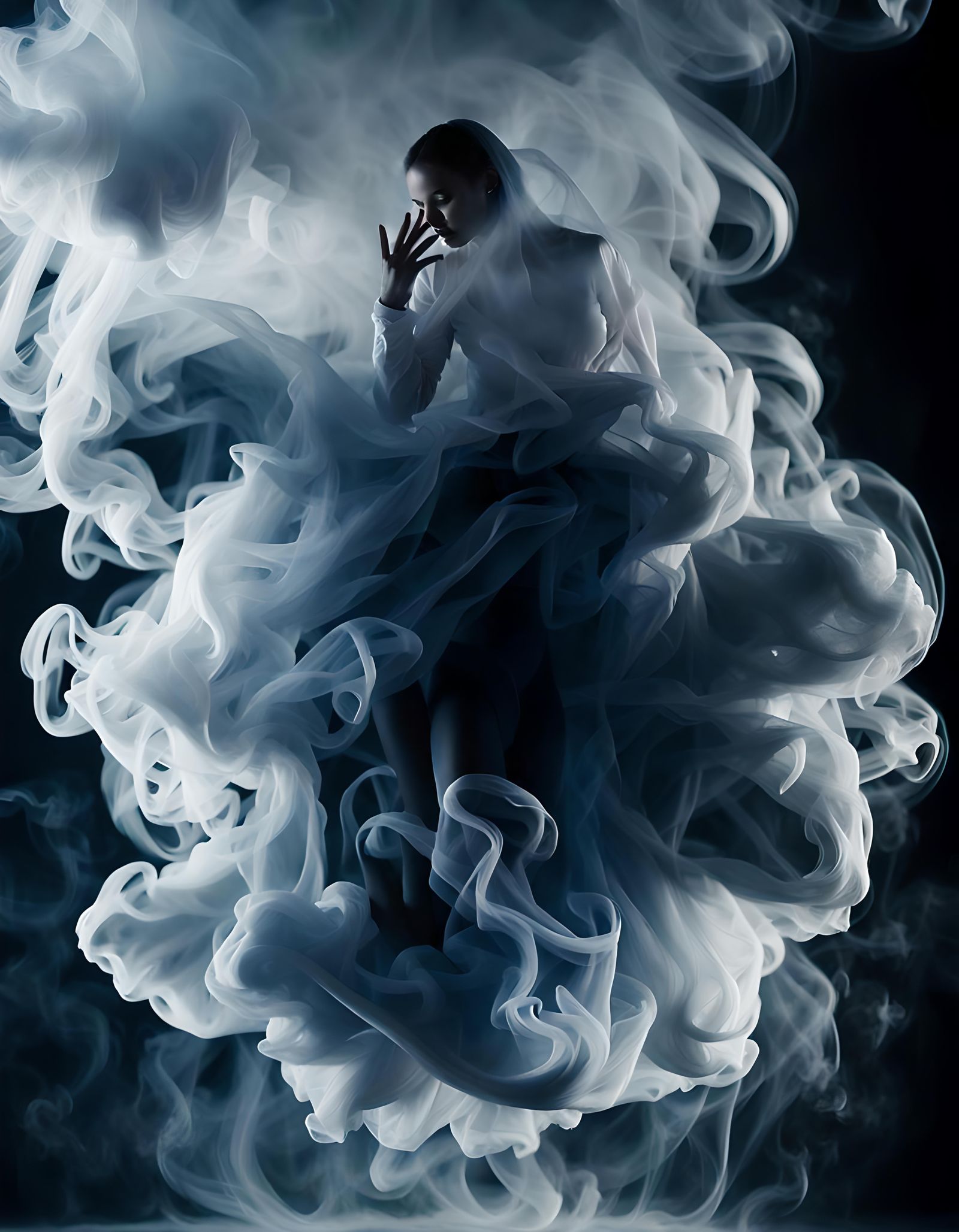 Ethereal Smoke Dancer in Photorealistic Style