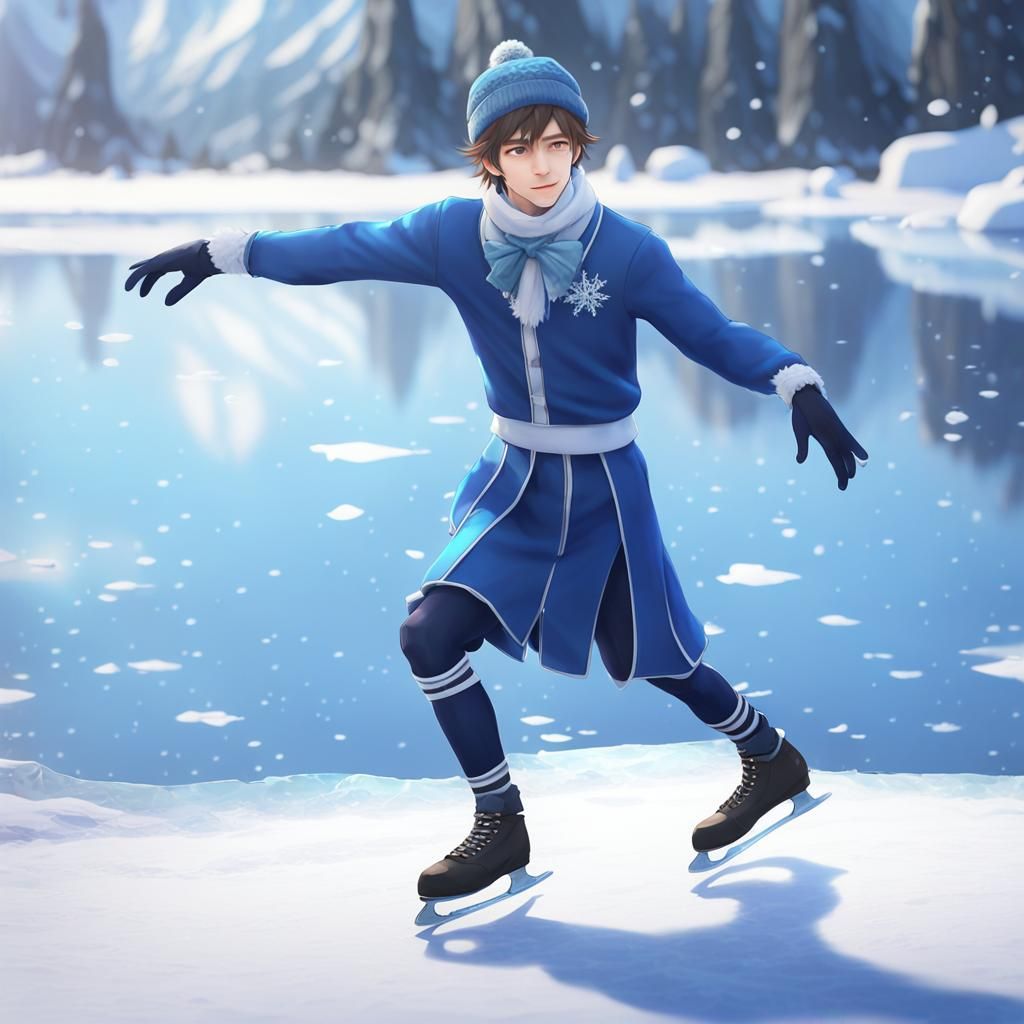 Prince Figure Skating with Penguins: 3D Anime Art