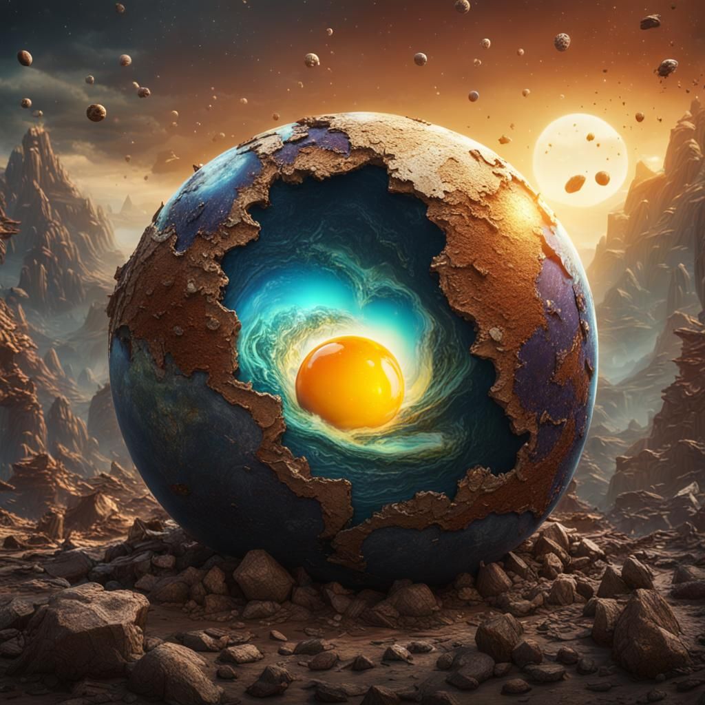 Cracked Earth Egg: Fantastical Matte Painting