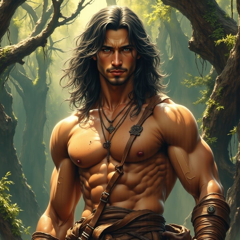 Tarzan in Epic Dark Oil Painting Style