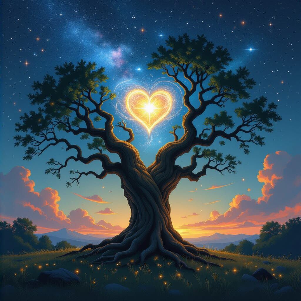 Ancient Oak Reaching for the Starry Sky