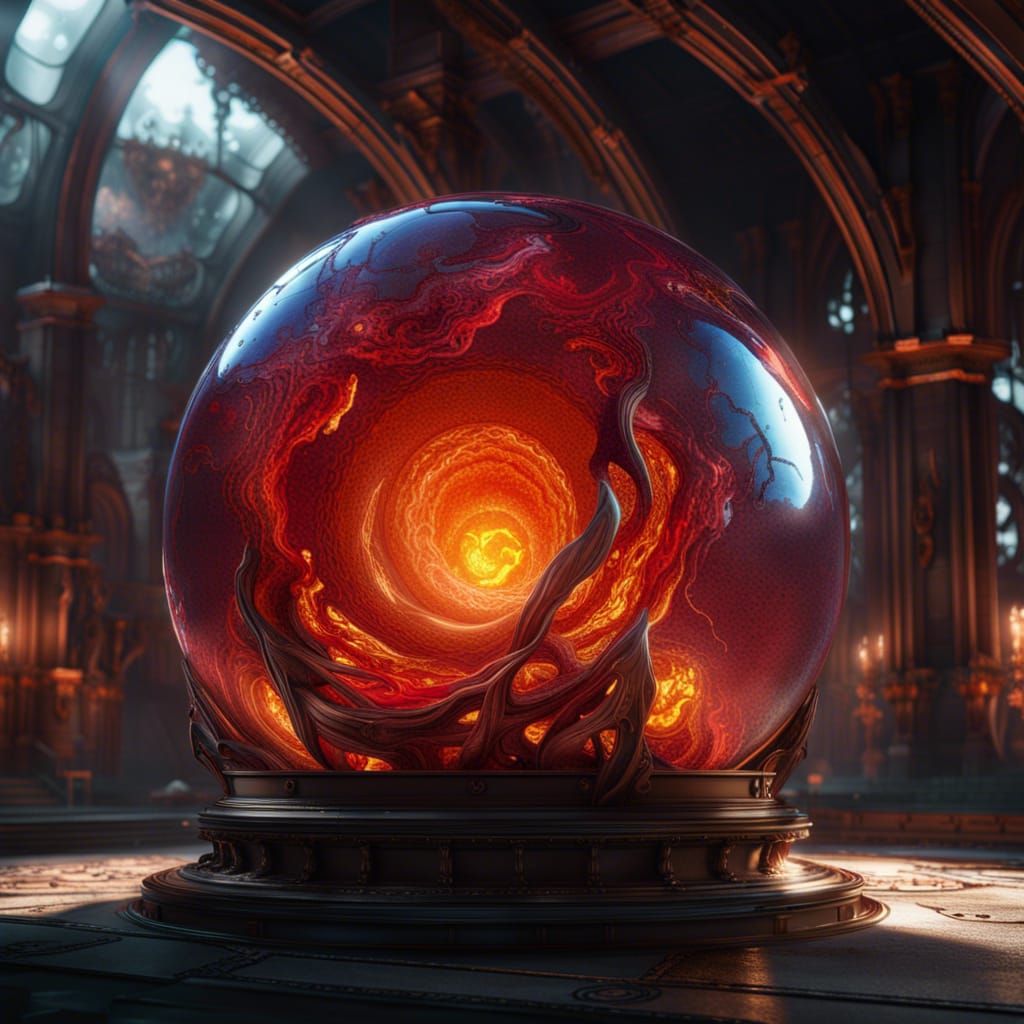 Molten Glass Sphere: Detailed Matte Painting