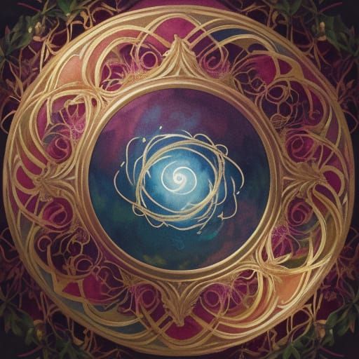 Glowing Ouroboros Sigil in Impressionist Gouache Style