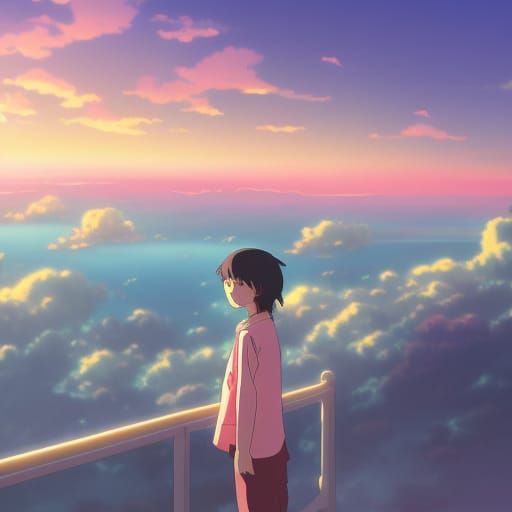 Pink Sky City: Anime-Inspired Key Visual