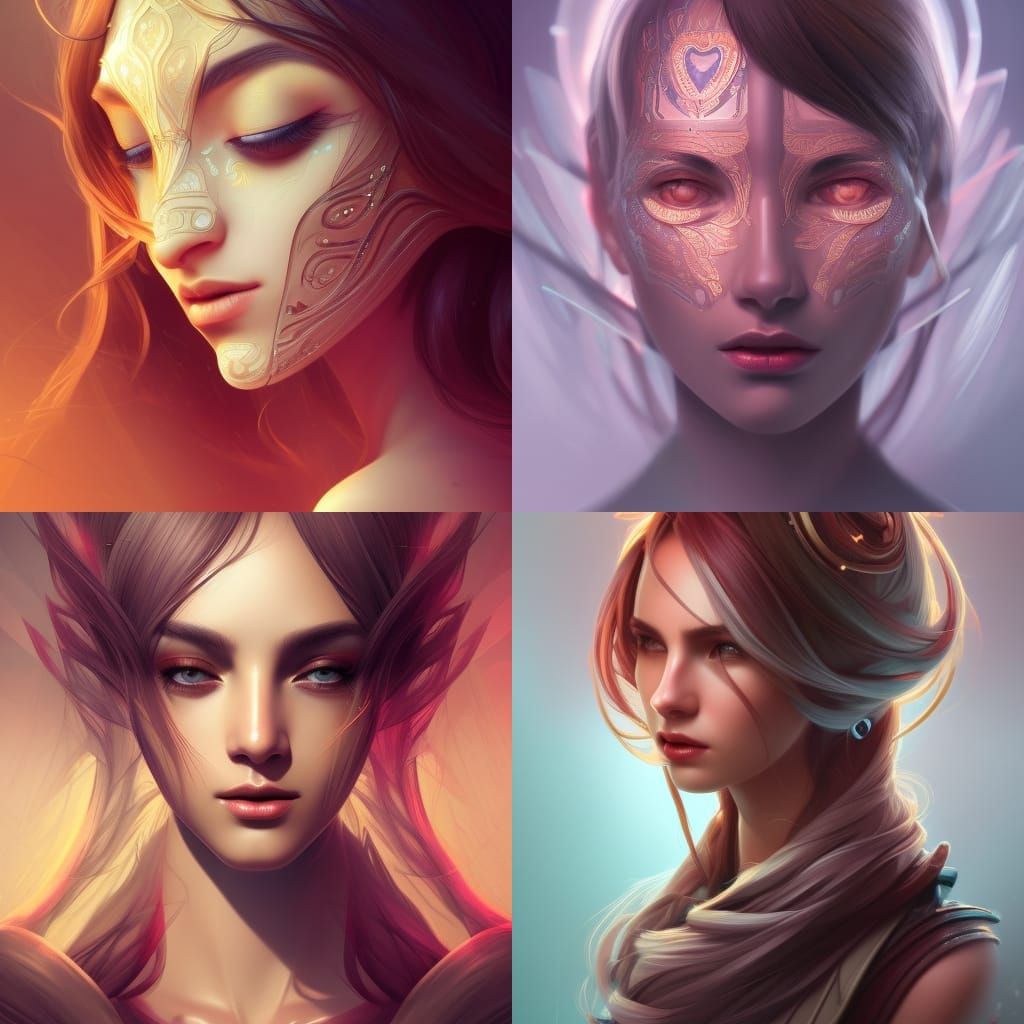 Portrait of a Girl with Freckles in Digital Painting