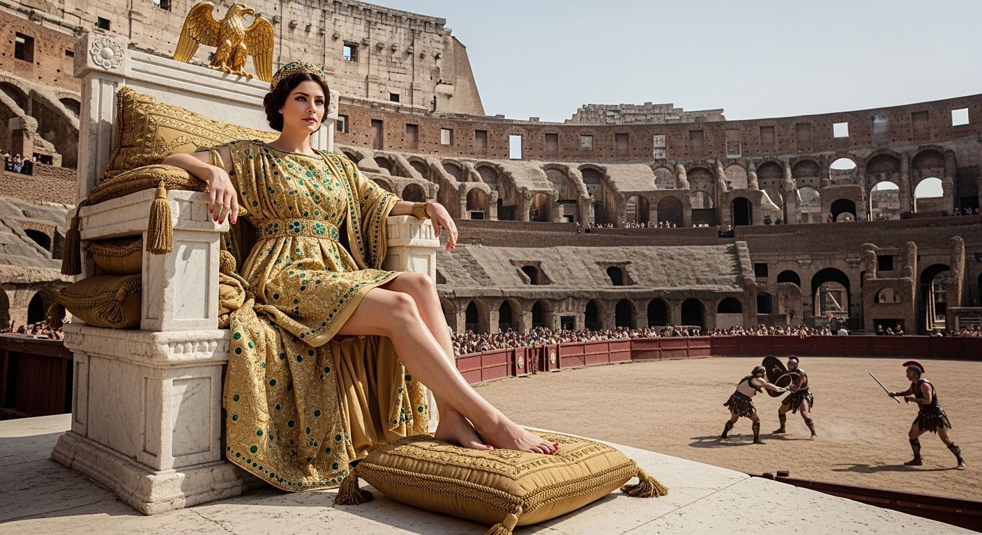 Empress Messalina on Marble Throne in Colosseum