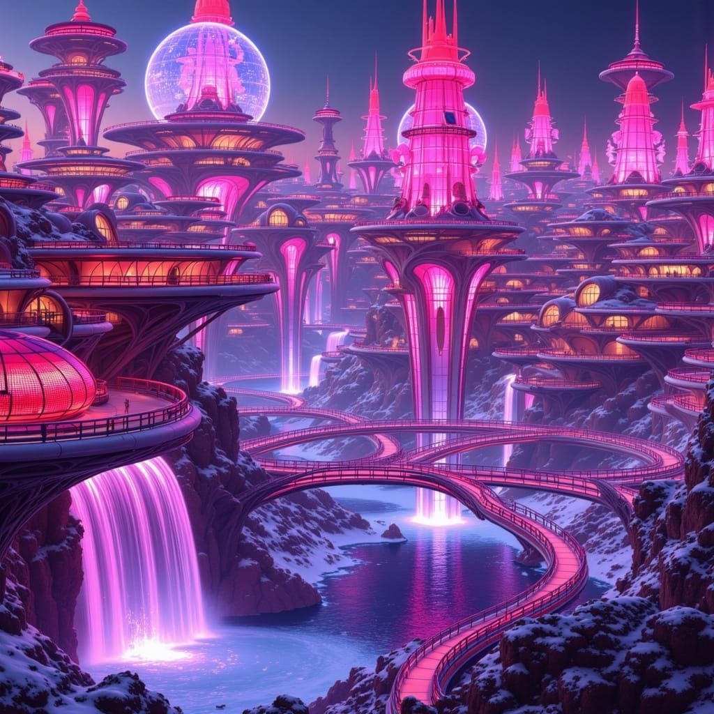 Seapunk Landscape in Vibrant Neon Hues