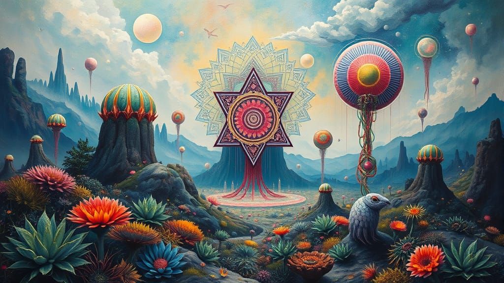 Psychedelic Plant Mandalas in Acrylic Painting