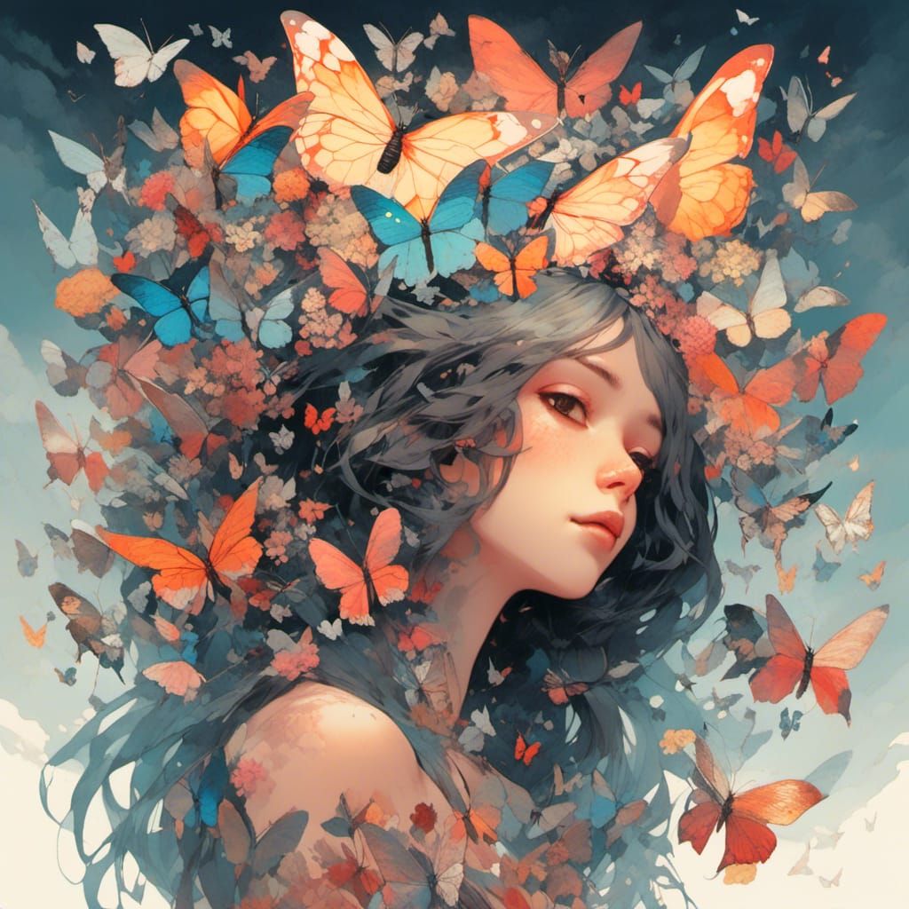 Floral Butterfly Wings Illustration