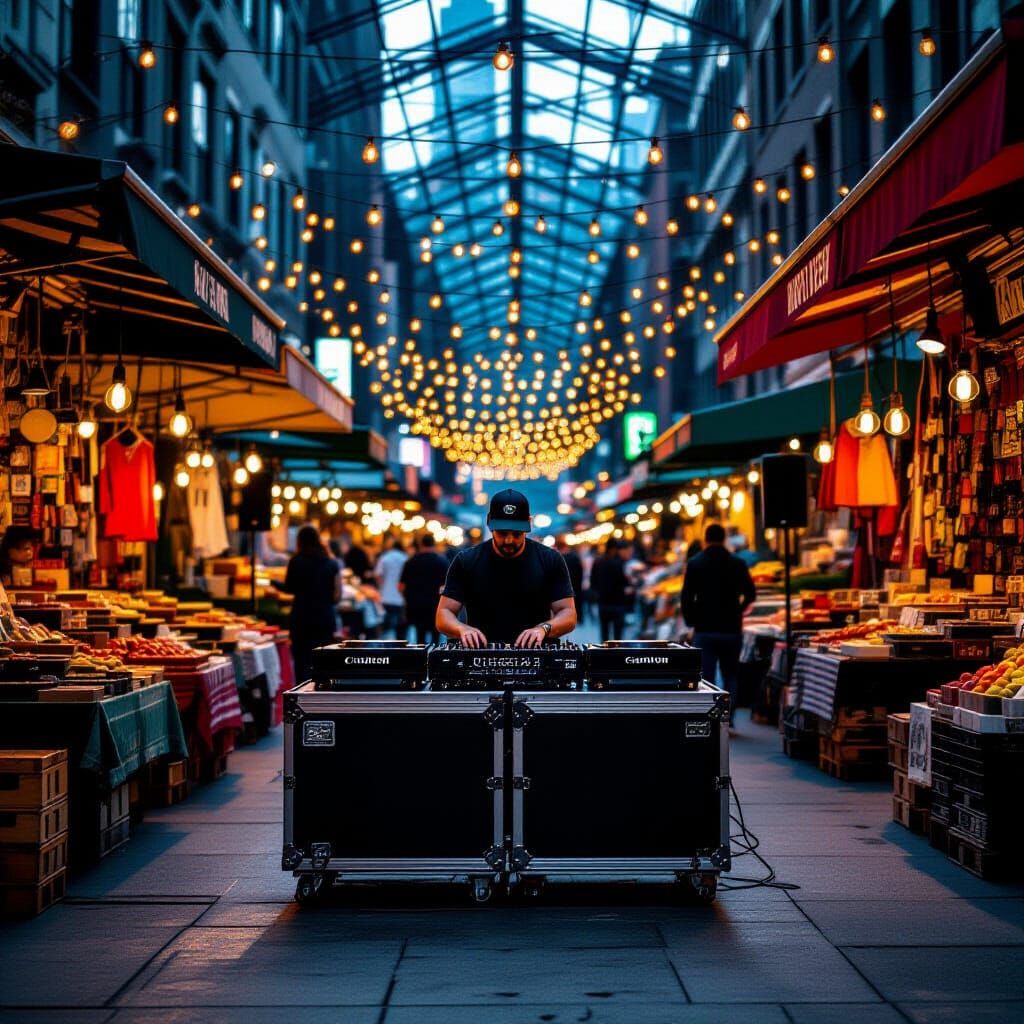 Vibrant DJ Complex in Bustling New York Market