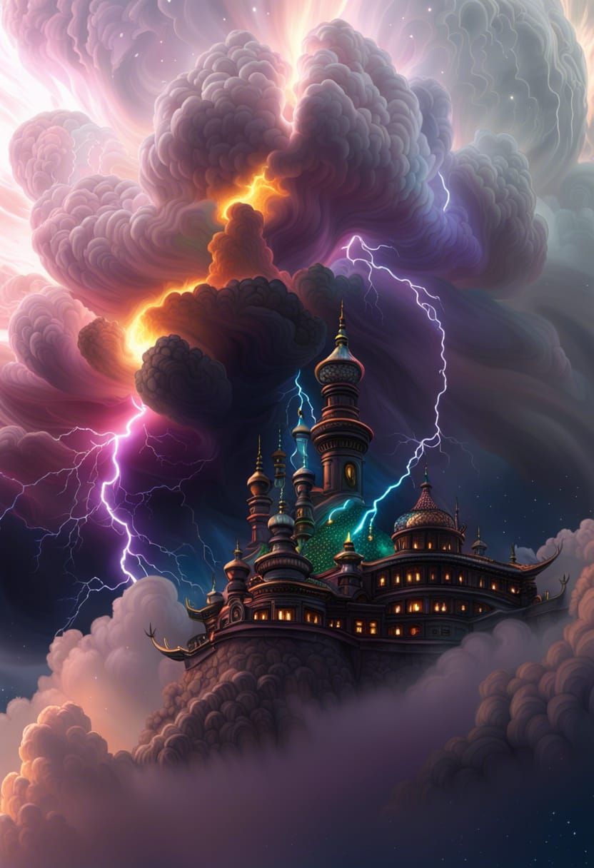 Spectacular Cosmic Lightning Storm with Aurora Borealis