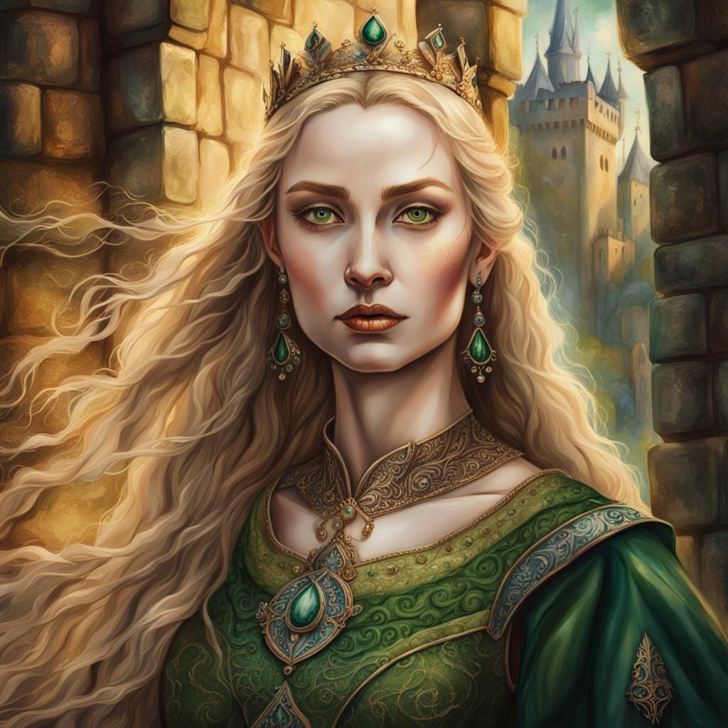 Beautiful Queen in Medieval Fantasy Portrait Art
