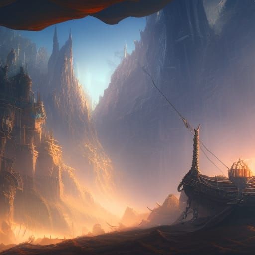 Fantastical Yarn in Detailed Matte Painting Style