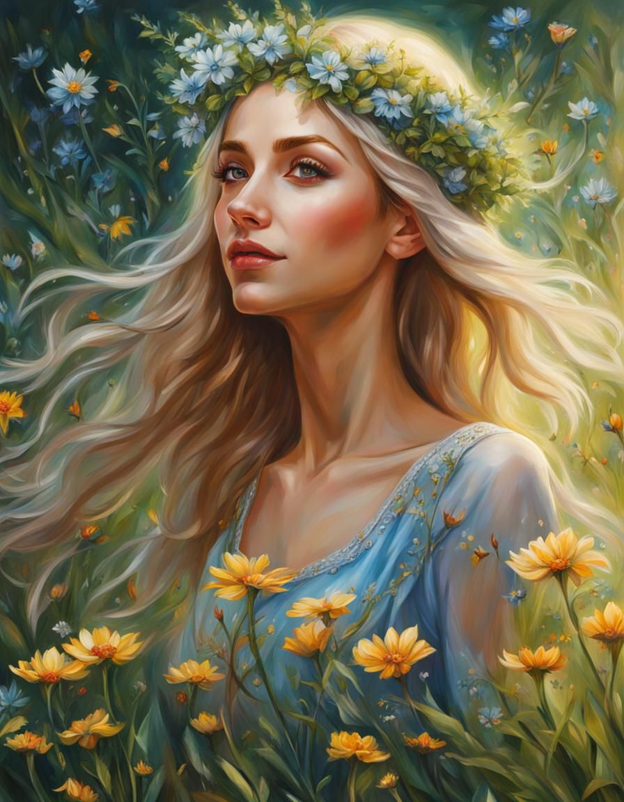 Beautiful Elf Portrait in Hyperrealistic Action Painting