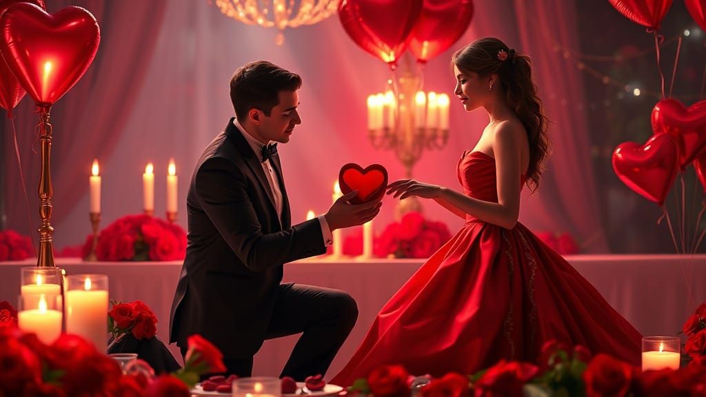 Ethereal Romance Proposal in Whimsical Art